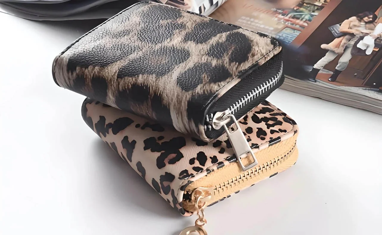 Designer Leopard Compact Wallets