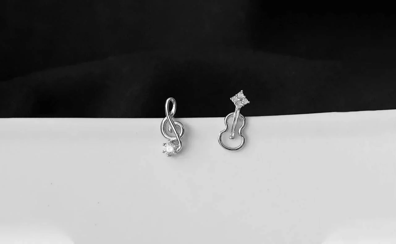 Music Themed Silver Earrings
